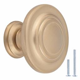 AmazonBasics Traditional Top Ring Cabinet Knob, 1.25 Inch Diameter, Golden Champagne, 25-Pack