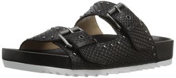 The Fix Amazon Brand Women's Upson Double Buckle Studded Footbed Platform Slide Sandal, Black, 11 B US