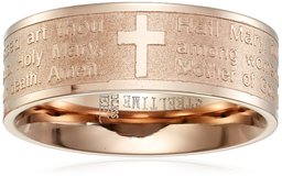 Steeltime 18k Rose Gold Plated Hail Mary Prayer Ring, Size 10