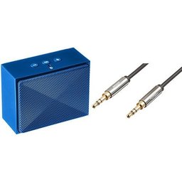 AmazonBasics Mini Bluetooth Speaker (Blue) and 3.5mm Male to Male Stereo Audio Cable (2 Feet) Set