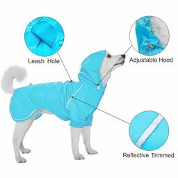 UMI. Essential 28cm Lightweight Reflective Dog Raincoat with Hood & Harness Hole, Blue, Outdoor Rain Gear Jacket 2 Legs for Dogs