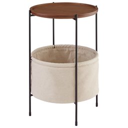 Amazon Brand – Rivet Meeks Round Side Table with Fabric Storage Basket, 24