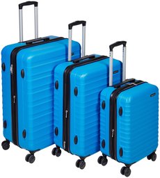 AmazonBasics Hardside Spinner, Carry-On, Expandable Suitcase Luggage with Wheels, Blue - 3-Piece Set