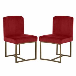 Amazon Brand – Rivet Eastern Modern Velvet Dining Kitchen Chairs, 32 Inch Height, Set of 2, Orange