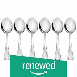 (Renewed) Amazon Brand - Solimo 6 Piece Stainless Steel Table Spoon Set, Waves