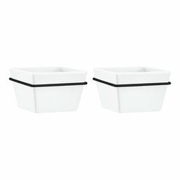 AmazonBasics - Macetero de pared, cuadrado, blanco/negro, 2 unidades