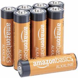 AmazonBasics 8 Pack AA High-Performance Alkaline Batteries, 10-Year Shelf Life, Easy to Open Value Pack