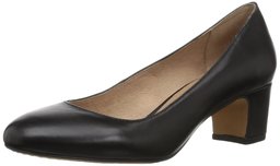 Amazon Brand - 206 Collective Women's Merritt Round Toe Block Heel Pump-Low, black leather, 9 B US