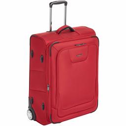 AmazonBasics Premium Upright Expandable Softside Suitcase with TSA Lock - 26 Inch, Red