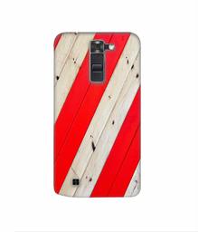 Amazon Brand - Solimo Designer Red and Cream Color Wood 3D Printed Hard Back Case Mobile Cover for LG K7