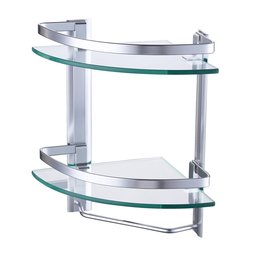 UMI. from Amazon A4123B Glass Corner Shelf Shower Shelf 8 mm Bathroom Shower Shelf Shower Shelf Shower 2 Algae with Towel Holder Wall Mounted Aluminium Silver