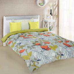 Amazon Brand - Solimo Floral Bliss Microfibre Printed Comforter, Single, 200 GSM, Grey