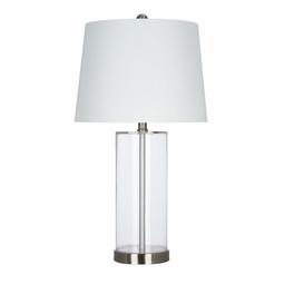 Amazon Brand – Ravenna Home Contemporary Cylindrical Glass Table Lamp, LED Bulb Included, 24.5