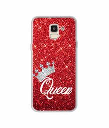 Amazon Brand - Solimo Designer Queen On Red Glitter UV Printed Soft Back Case Mobile Cover for Samsung Galaxy J6