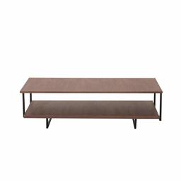 Amazon Brand - Rivet Rectangular Coffee Table with 1-Shelf, 120 x 65 x 35cm, MDF with Walnut Veneer/Black Metal Frame