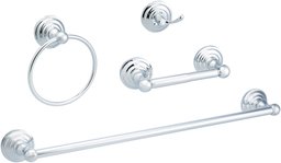 AmazonBasics Traditional Bathroom Accessories Set - 4-Piece, Chrome