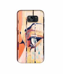 Amazon Brand - Solimo Designer Potrat On Wood 3D Printed Hard Back Case Mobile Cover for Samsung Galaxy S7 Edge