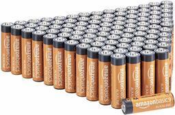 AmazonBasics 100 Pack AA High-Performance Alkaline Batteries, 10-Year Shelf Life, Easy to Open Value Pack