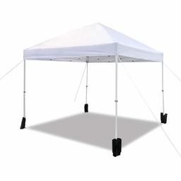 AmazonBasics Outdoor Pop Up Canopy, 10ft x 10ft with Wheeled Carry, 4-pk weight bag, White