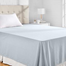 AmazonBasics Chambray Flat Sheet - 275 x 275 + 10 cm, Cool Aqua