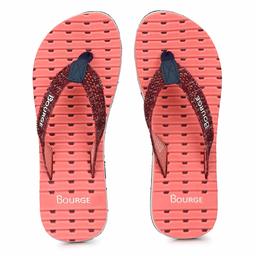 Bourge Women's Gallery-21 Peach and Wine Flip Flops-8 UK (40 EU) (9 US) (Gallery-21-08)