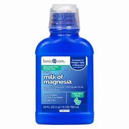 Amazon Basic Care Basic Care Milk of Magnesia, Fresh Mint flavor, Liquid Saline Laxative for Constipation Relief, 26 Fluid Ounces