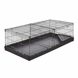 AmazonBasics Canvas Bottom Pet Cage with Divider Set, Black