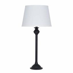 Amazon Brand – Ravenna Home Traditional Metal Table Desk Lamp With LED Light Bulb - 27.50 Inches, Matte Black With White Shade