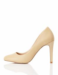 find. Prase Leather Closed Toe Heels, Beige (Nude), 3 UK