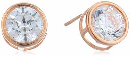 Juego de bisel redondo de circonita Swarovski de 10 quilates para mujer, Rose gold, 6.5mm