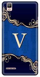 Amazon Brand - Solimo Designer Blue Pattern Alphabet-V 3D Printed Hard Back Case Mobile Cover for Oppo F1