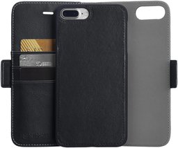 AmazonBasics 2-in-1 beschermhoes met afneembare hoes voor iPhone 7 Plus & 8 Plus van kunstleer, Voor iPhone 7 Plus & 8 Plus, 0, zwart