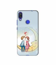 Amazon Brand - Solimo Designer Couple Sitting On Moon 3D Printed Hard Back Case Mobile Cover for Xiaomi Redmi Note 7 Pro