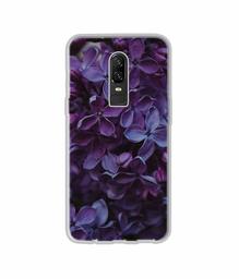 Amazon Brand - Solimo Designer Purple Flowers UV Printed Soft Back Case Mobile Cover for OnePlus 6