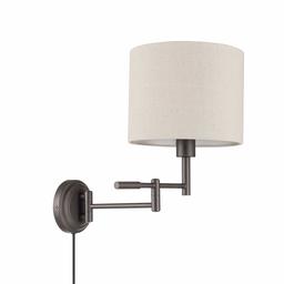 Amazon Brand - Ravenna Home Single-Light Swing-Arm Wall Sconce with White Linen Shade, LED Bulb Included, 15.5