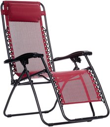 AmazonBasics Outdoor Zero Gravity Lounge Folding Chair, Burgundy