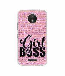 Amazon Brand - Solimo Designer Girl Boss On Pink Sparkle UV Printed Soft Back Case Mobile Cover for Motorola Moto C Plus