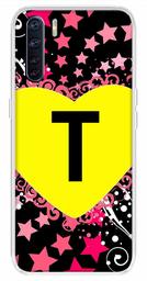 Amazon Brand - Solimo Designer Multicolor Heart Pattern Alphabet-T Printed Soft Back Case Mobile Cover for Oppo F15