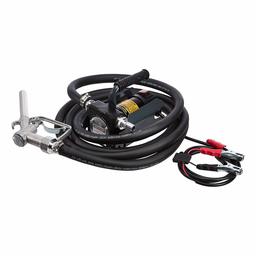 AmazonCommercial Heavy Duty Diesel Fuel Transfer Pump Kit Portable 10GPM/40LPM Electric Self-Priming DC 12V Includes Alligator Clamps, Aluminum Manual Nozzle, Delivery & Suction Hose w/Filter (Renewed)