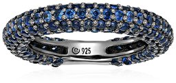 Black Rhodium Plated Sterling Silver Swarovski Created Sapphire All-Around Band Ring, Size 6