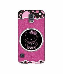 Amazon Brand - Solimo Designer Kitty with Glitter 3D Printed Hard Back Case Mobile Cover for Samsung Galaxy S5 i9600