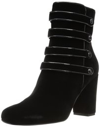 The Fix Women's Sadie Military-Inspired Four-Strap Ankle Boot with Jewel Buttons, Black, 9.5 B US