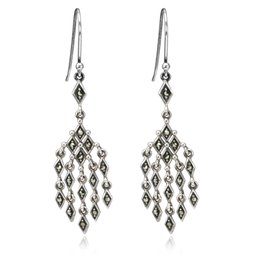 An AJC Collection (An AJC Collection) Sterling Silver 925 Marcasite Earrings SME – 3054 – 1 Sterling Silver Marcasite Diamond Shaped Dangle Wire Earrings