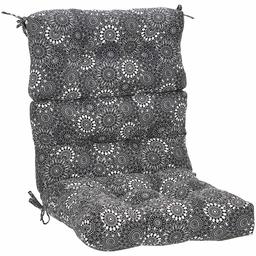 Amazon Basics Tufted Outdoor High Back Patio Chair Cushion- Black Floral