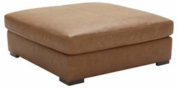 Stone & Beam Lauren Down Filled Oversized Leather Ottoman with Hardwood Frame, 46.5