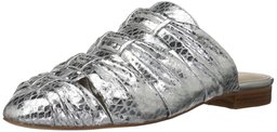 Amazon Brand - The Fix Women's Oliviah Moroccan Closed-Toe Flat Slide Sandal Moccasin, Silver/Metallic, 10 B US