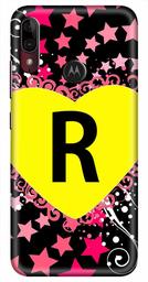 Amazon Brand - Solimo Designer Heart Pattern Alphabet-R 3D Printed Hard Back Case Mobile Cover for Motorola Moto E6s / Motorola Moto E6 Plus