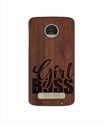 Amazon Brand - Solimo Designer Girl Boss On Wood 3D Printed Hard Back Case Mobile Cover for Motorola Moto Z Play