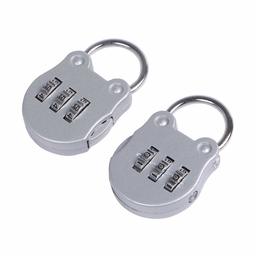 EONO 3-Digit Combination Padlock, Luggage Lock, Resettable Code Lock, Small, Ideal for Suitcase, Lockers, Portable, Blue, 2-Pack (White)