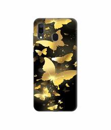 Amazon Brand - Solimo Designer Golden Butterfly Pattern 3D Printed Hard Back Case Mobile Cover for Samsung Galaxy A30